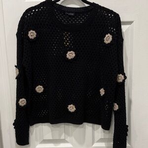Ciao Milano Black Crochet Sweater Embellished size Small/Medium
